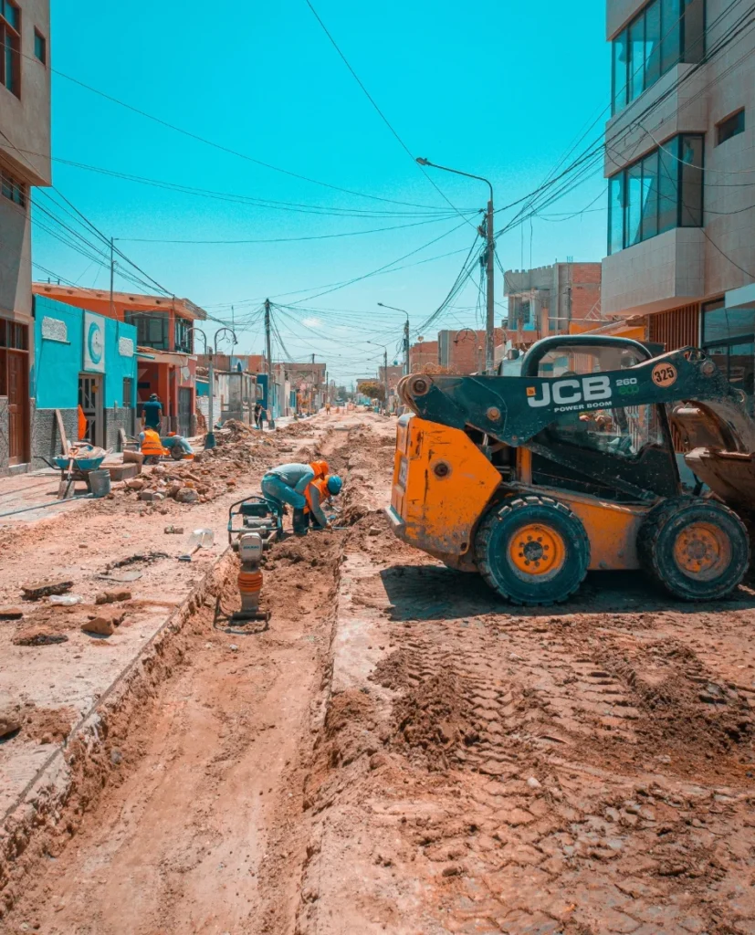 A crane working on road construction